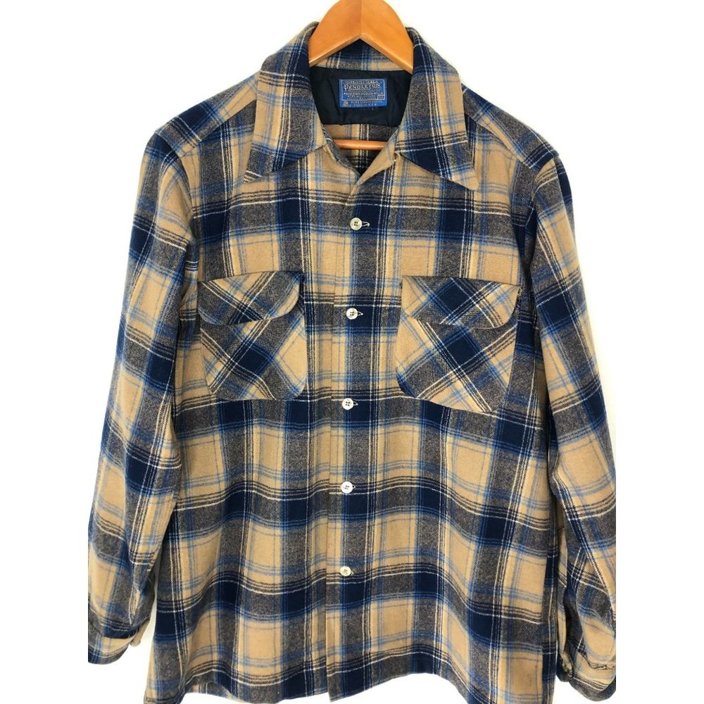 PENDLETON 100% VIRGIN WOOL PLAID JACKET MADE IN USA - SIZE MEDIUM